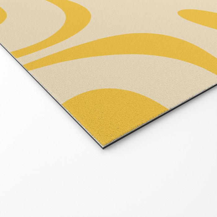 Retro Modern Liquid Swirl Abstract Pattern in Yellow Tones Welcome Mat Gallery Image 2
