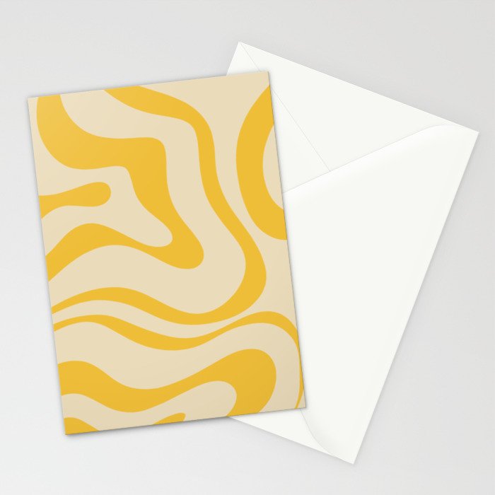 Retro Modern Liquid Swirl Abstract Pattern in Yellow Tones Stationery Card Gallery Image 2