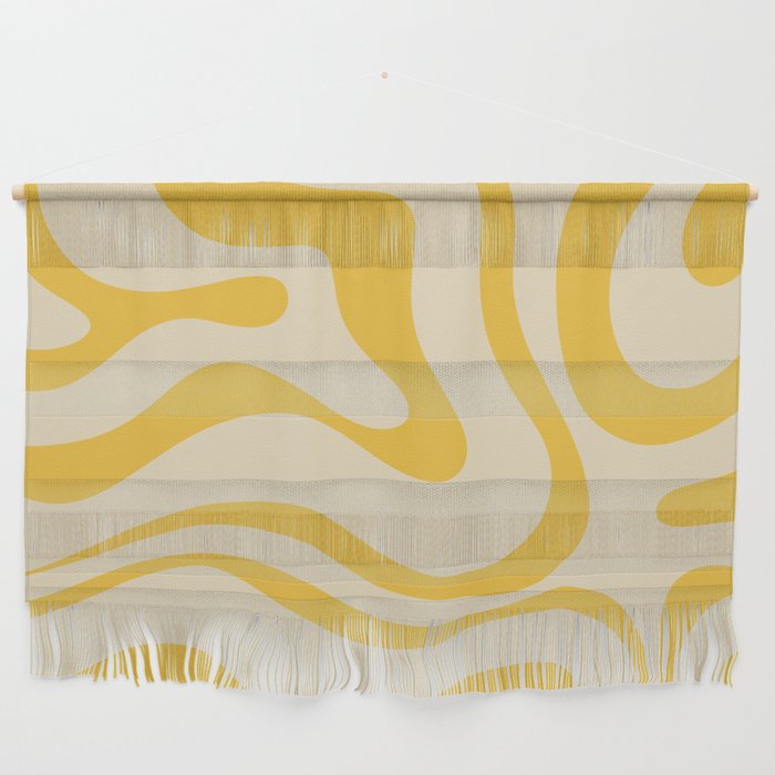 Retro Modern Liquid Swirl Abstract Pattern in Yellow Tones Wall Hanging Gallery Image 1