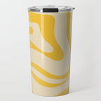 Retro Modern Liquid Swirl Abstract Pattern in Yellow Tones Travel Mug Gallery Image 1