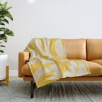 Retro Modern Liquid Swirl Abstract Pattern in Yellow Tones Throw Blanket Gallery Image 1