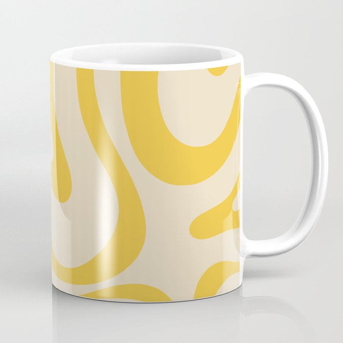 Retro Modern Liquid Swirl Abstract Pattern in Yellow Tones Coffee Mug Gallery Image 1