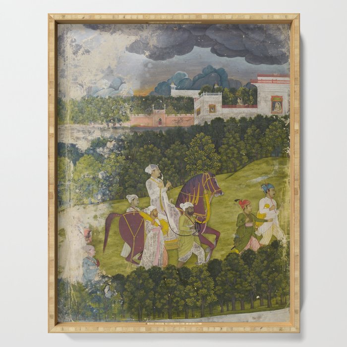 Portrait of a nawab Antique Indian Miniature Painted Illustration Serving Tray Gallery Image 1