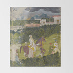 Portrait of a nawab Antique Indian Miniature Painted Illustration Throw Blanket Gallery Image 2
