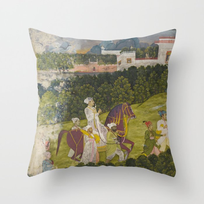 Portrait of a nawab Antique Indian Miniature Painted Illustration Throw Pillow Gallery Image 6