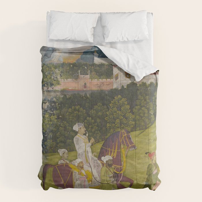 Portrait of a nawab Antique Indian Miniature Painted Illustration Comforter Gallery Image 6