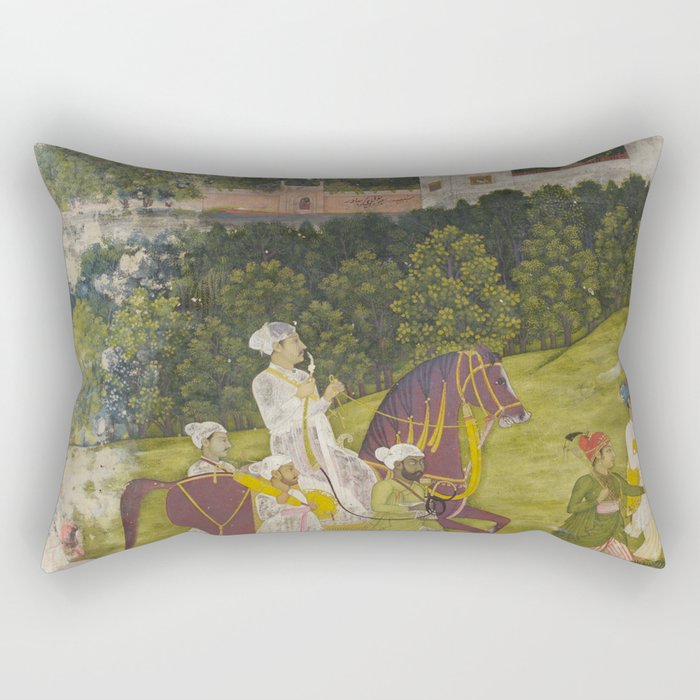Portrait of a nawab Antique Indian Miniature Painted Illustration Rectangular Pillow Gallery Image 2