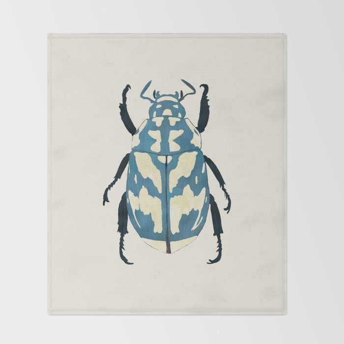 Blue beetle insect Throw Blanket Gallery Image 2