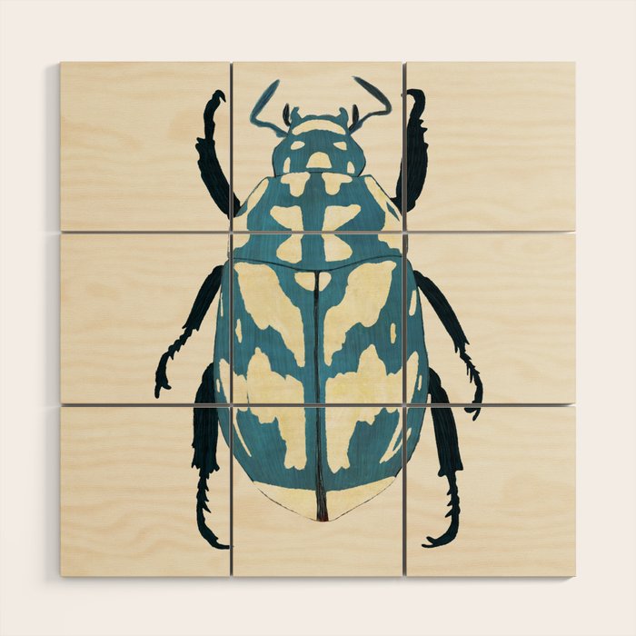 Blue beetle insect Wood Wall Art Gallery Image 1