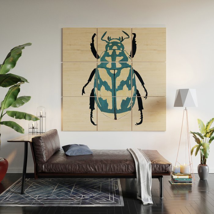 Blue beetle insect Wood Wall Art Gallery Image 2