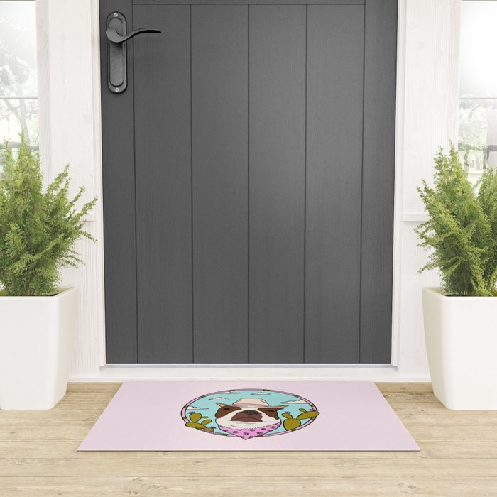Cowboy Dog- Crimson Boston Welcome Mat Gallery Image 3