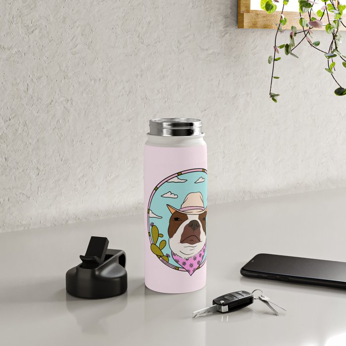 Cowboy Dog- Crimson Boston Water Bottle Gallery Image 4