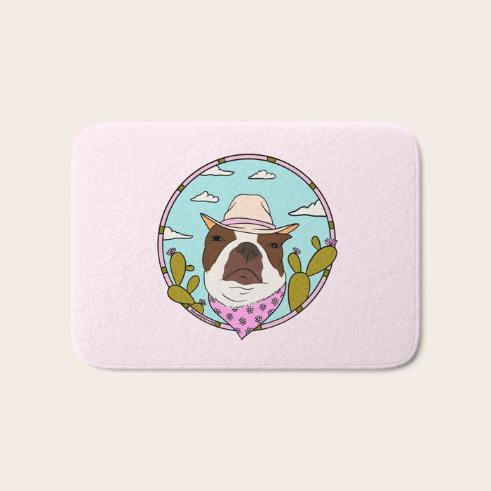 Cowboy Dog- Crimson Boston Bath Mat Gallery Image 1