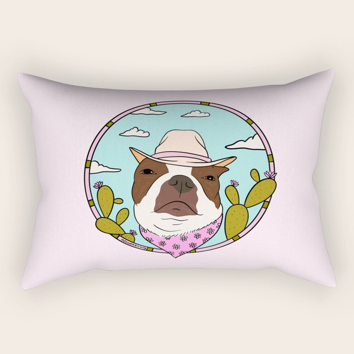Cowboy Dog- Crimson Boston Rectangular Pillow Gallery Image 1