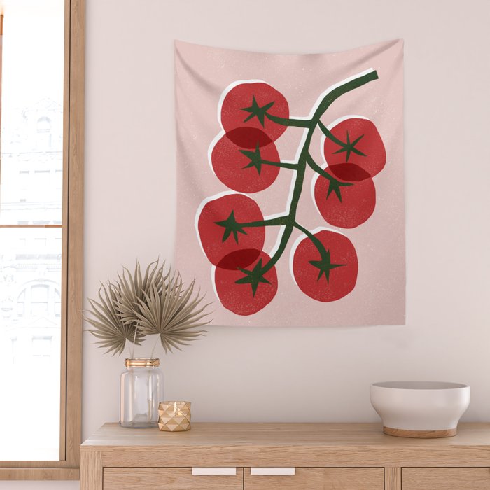 Tomatoes On A Branch Wall Tapestry Gallery Image 2