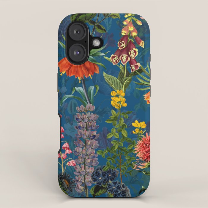 Vintage & Shabby Chic - Blue Midnight Spring Botancial Flower Garden iPhone Case Gallery Image 1