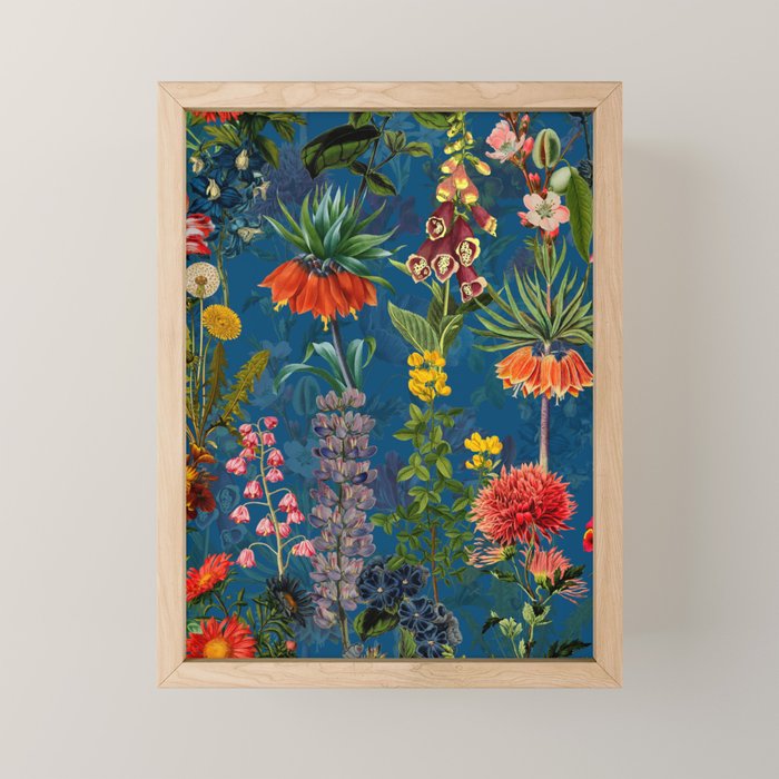 Vintage & Shabby Chic - Blue Midnight Spring Botancial Flower Garden Mini Art Print Gallery Image 1
