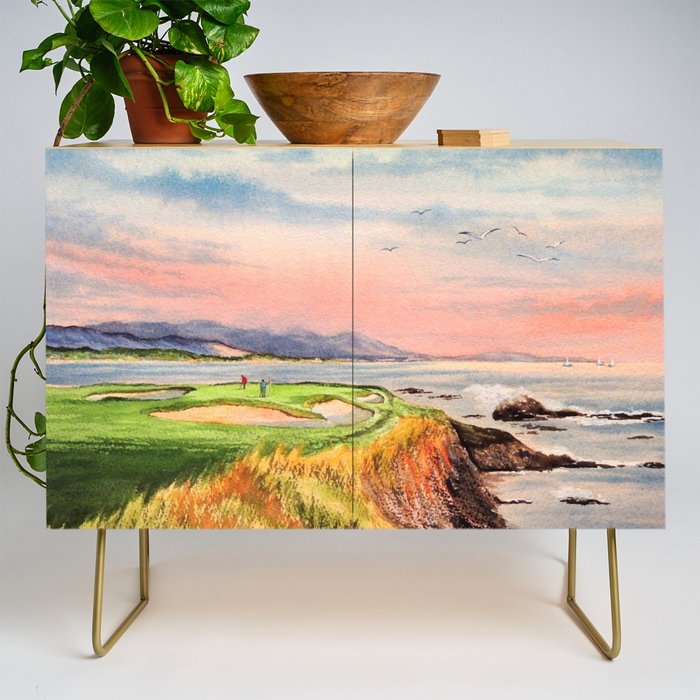 Pebble Beach Golf Course Hole 7 Credenza Gallery Image 1