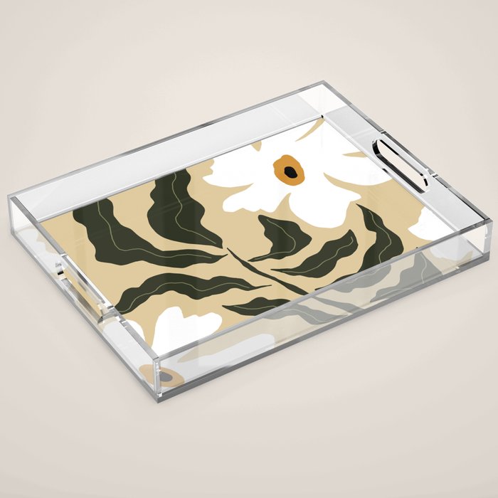 White daisy  Acrylic Tray Gallery Image 1