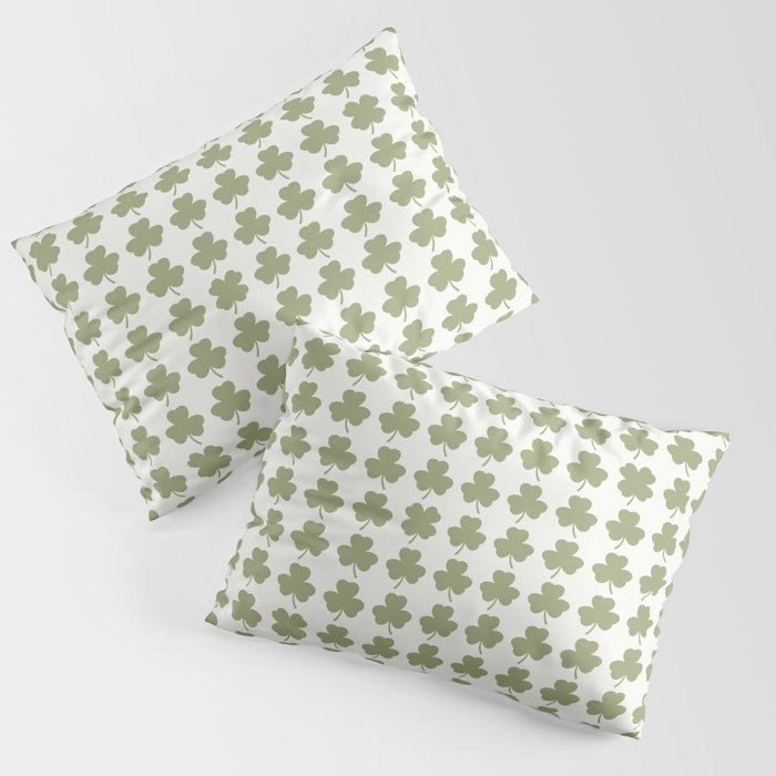 Clovers XXVII Natural Green Botanical Pattern Pillow Sham Gallery Image 1
