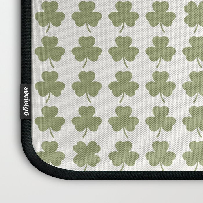 Clovers XXVII Natural Green Botanical Pattern Laptop Sleeve Gallery Image 3