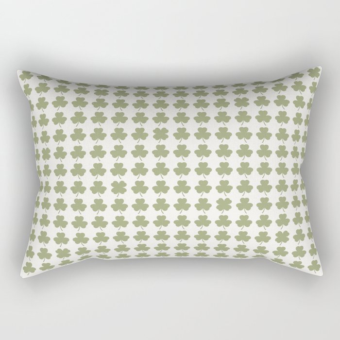 Clovers XXVII Natural Green Botanical Pattern Rectangular Pillow Gallery Image 1