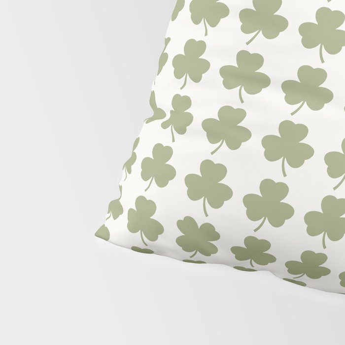 Clovers XXVII Natural Green Botanical Pattern Pillow Sham Gallery Image 4