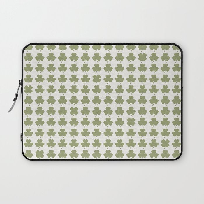 Clovers XXVII Natural Green Botanical Pattern Laptop Sleeve Gallery Image 1