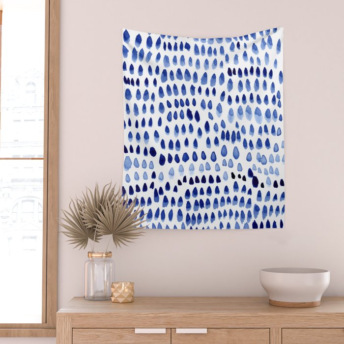 painted dots blue Wall Tapestry Gallery Image 2