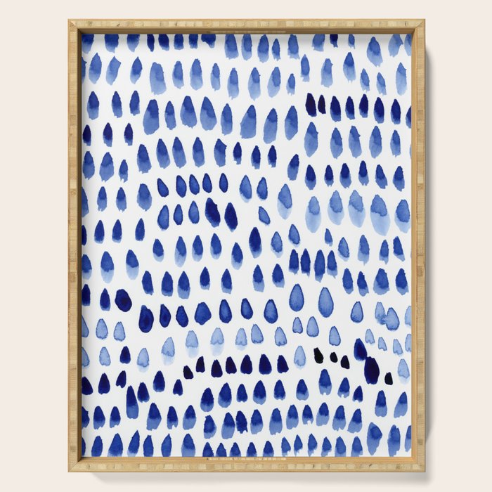 painted dots blue Serving Tray Gallery Image 1