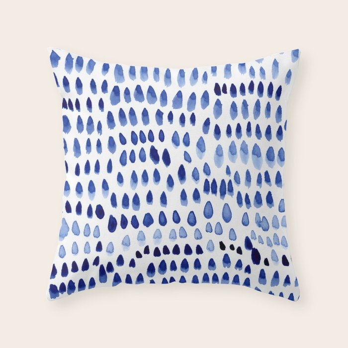 painted dots blue Throw Pillow Gallery Image 6