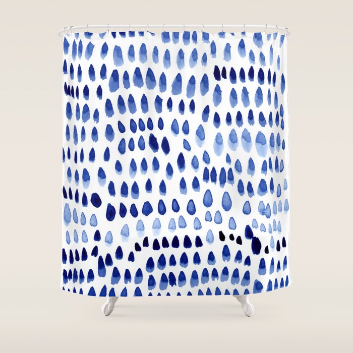 painted dots blue Shower Curtain Gallery Image 1