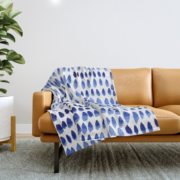 painted dots blue Throw Blanket Gallery Image 1