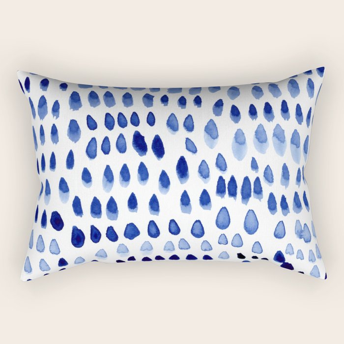 painted dots blue Rectangular Pillow Gallery Image 2