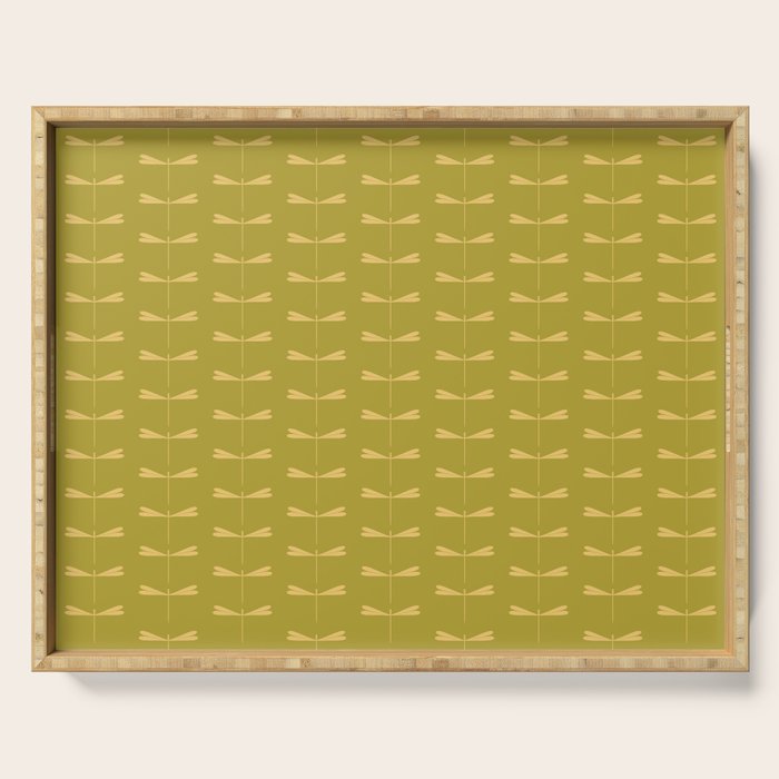 Dragonfly Pattern XV Chartreuse Green Serving Tray Gallery Image 1