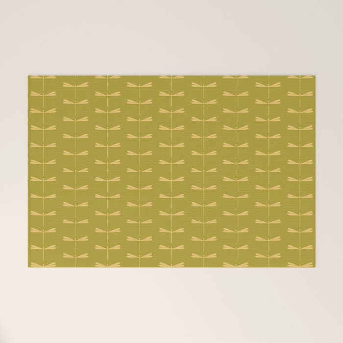 Dragonfly Pattern XV Chartreuse Green Welcome Mat Gallery Image 1