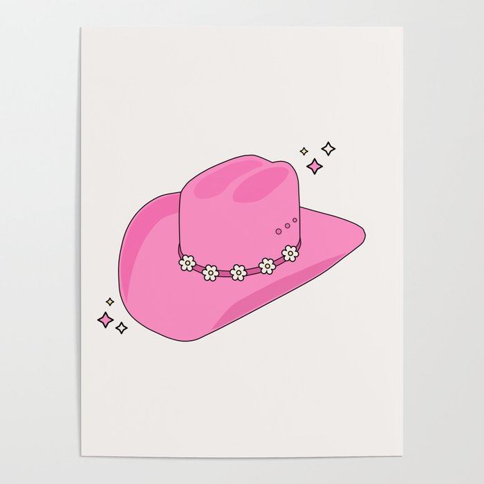Cowboy Hat Print Pink Preppy Decor Aesthetic Poster Gallery Image 4