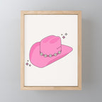 Cowboy Hat Print Pink Preppy Decor Aesthetic Mini Art Print Gallery Image 1