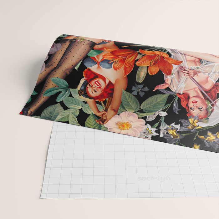 Floral and Pin-Up Girls III - Night Wrapping Paper Gallery Image 2