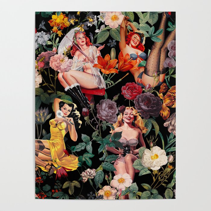 Floral and Pin-Up Girls III - Night Poster Gallery Image 1