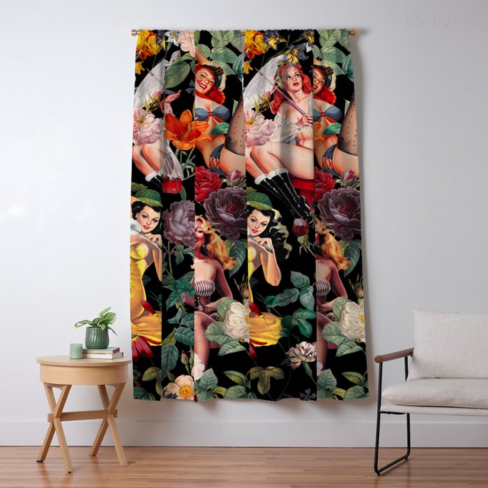 Floral and Pin-Up Girls III - Night Window Curtain Gallery Image 5