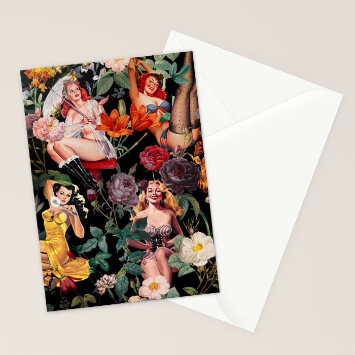 Floral and Pin-Up Girls III - Night Stationery Card Gallery Image 2