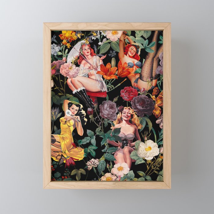 Floral and Pin-Up Girls III - Night Mini Art Print Gallery Image 1