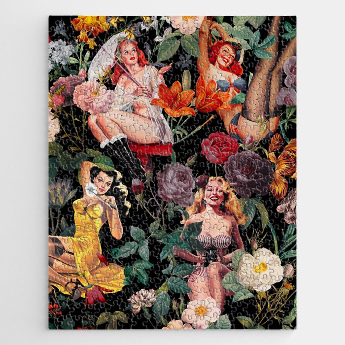 Floral and Pin-Up Girls III - Night Jigsaw Puzzle Gallery Image 1