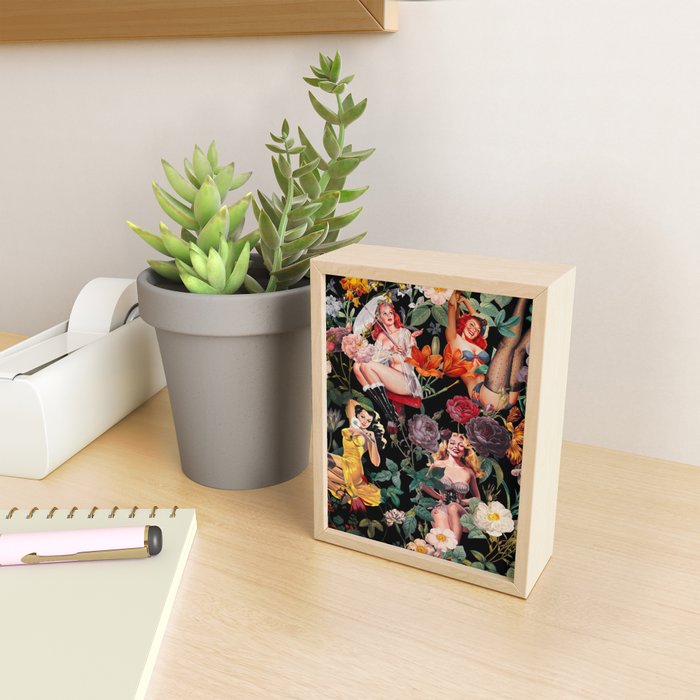 Floral and Pin-Up Girls III - Night Mini Art Print Gallery Image 2