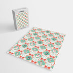 Christmas Dogs Festive Furry Holiday Ornaments Damask Pastel Green Jigsaw Puzzle Gallery Image 2