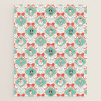 Christmas Dogs Festive Furry Holiday Ornaments Damask Pastel Green Jigsaw Puzzle Gallery Image 1