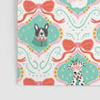 Christmas Dogs Festive Furry Holiday Ornaments Damask Pastel Green Poster Gallery Image 3