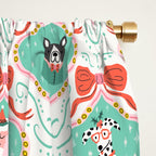 Christmas Dogs Festive Furry Holiday Ornaments Damask Pastel Green Window Curtain Gallery Image 2