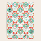 Christmas Dogs Festive Furry Holiday Ornaments Damask Pastel Green Poster Gallery Image 4